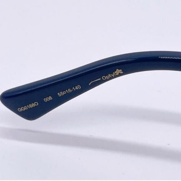 Authentic- New - Gucci GG 0168O 008 Havana EyeglassBlue Red Temple Ti… - Picture 6 of 11